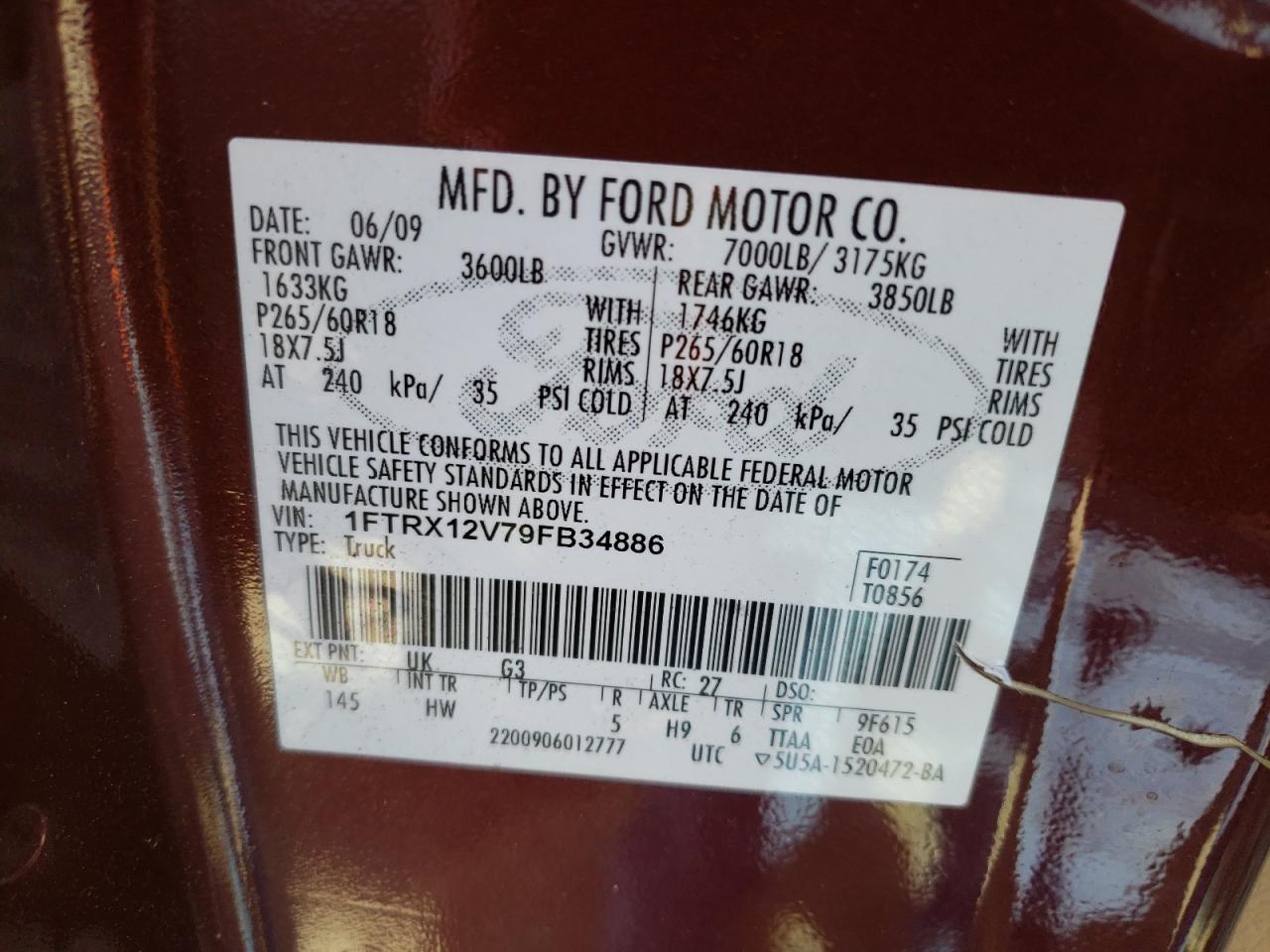 Photo 11 VIN: 1FTRX12V79FB34886 - FORD F-150 