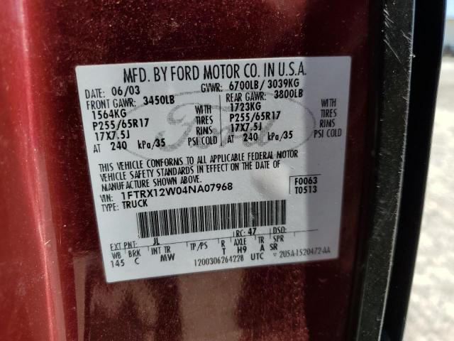 Photo 11 VIN: 1FTRX12W04NA07968 - FORD F150 