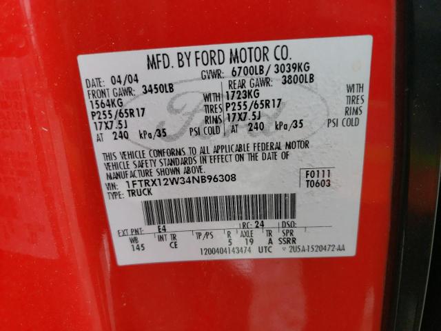 Photo 11 VIN: 1FTRX12W34NB96308 - FORD F150 