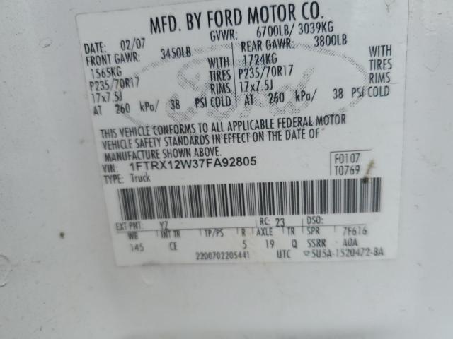 Photo 11 VIN: 1FTRX12W37FA92805 - FORD F150 