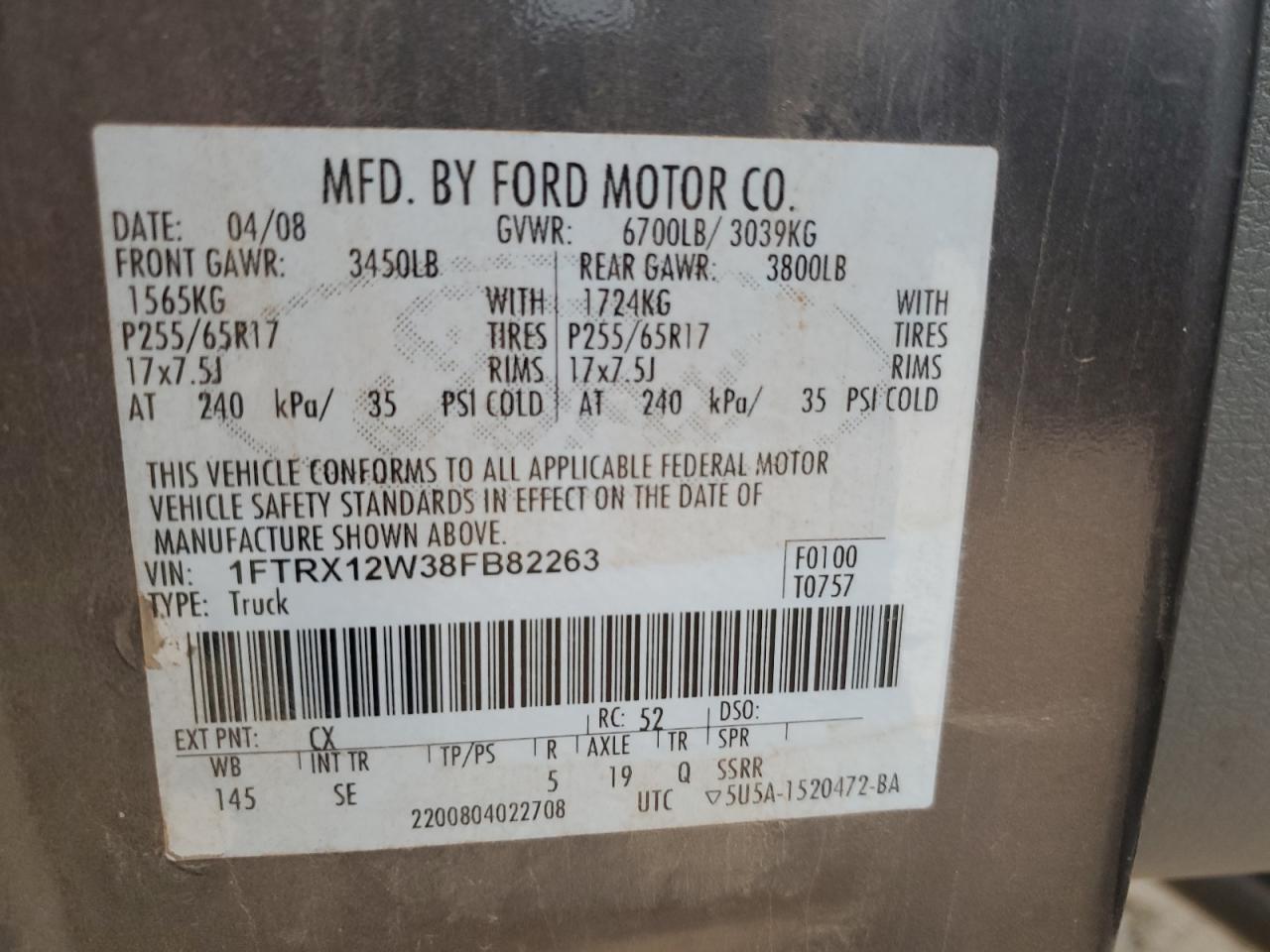 Photo 11 VIN: 1FTRX12W38FB82263 - FORD F-150 