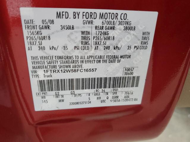 Photo 12 VIN: 1FTRX12W58FC16557 - FORD F150 