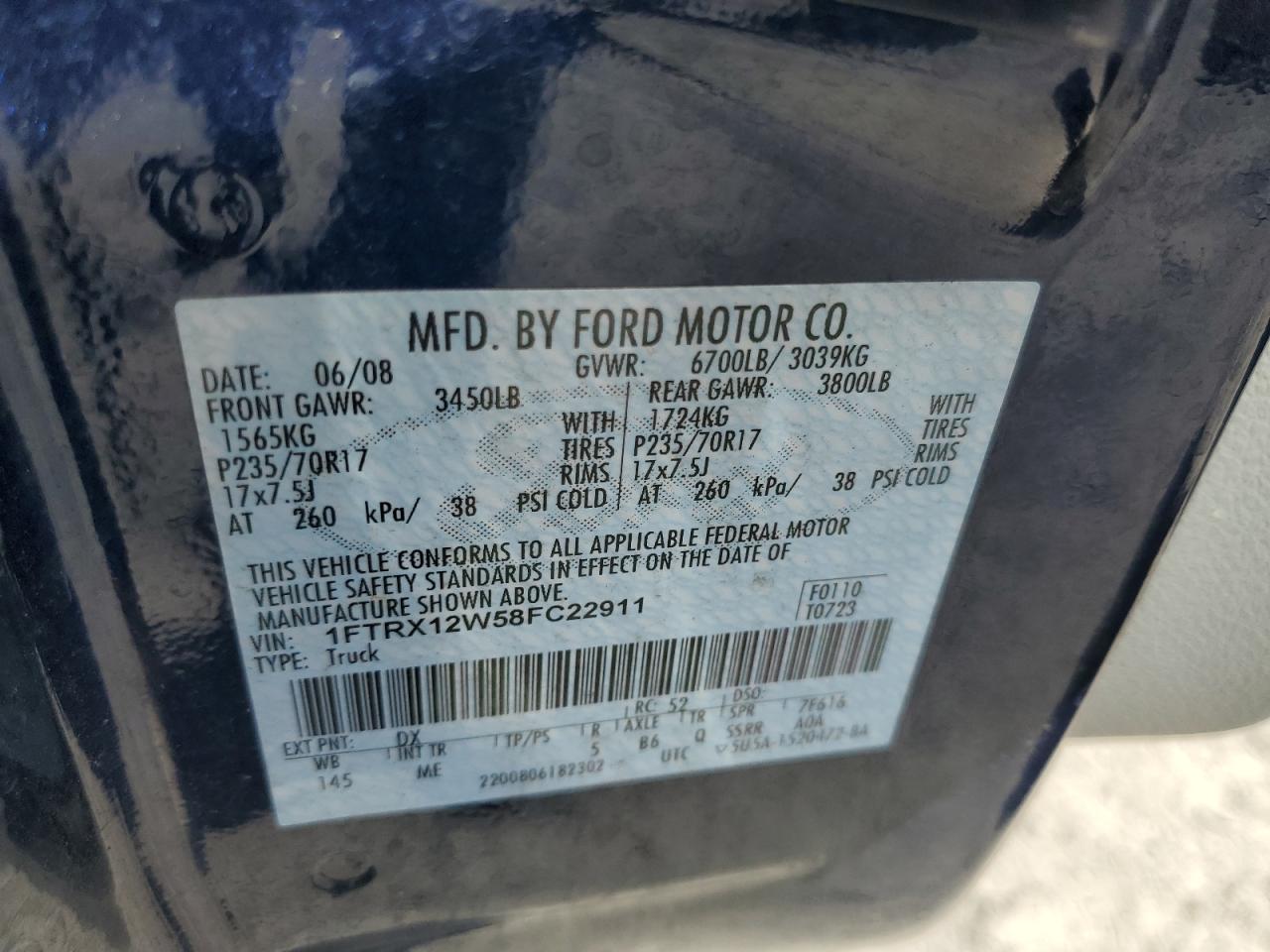 Photo 11 VIN: 1FTRX12W58FC22911 - FORD F-150 