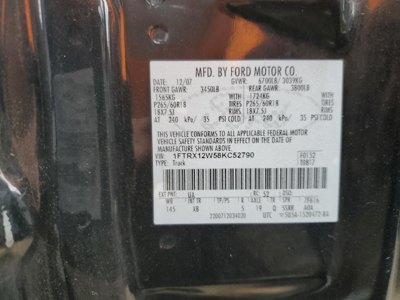 Photo 11 VIN: 1FTRX12W58KC52790 - FORD F-150 