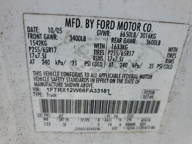 Photo 12 VIN: 1FTRX12W66FA33181 - FORD F150 