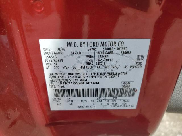 Photo 11 VIN: 1FTRX12W98FA61494 - FORD F150 