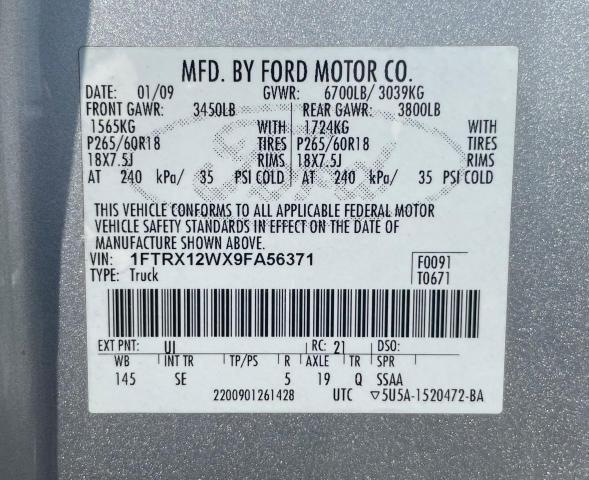 Photo 9 VIN: 1FTRX12WX9FA56371 - FORD F150 SUPER 