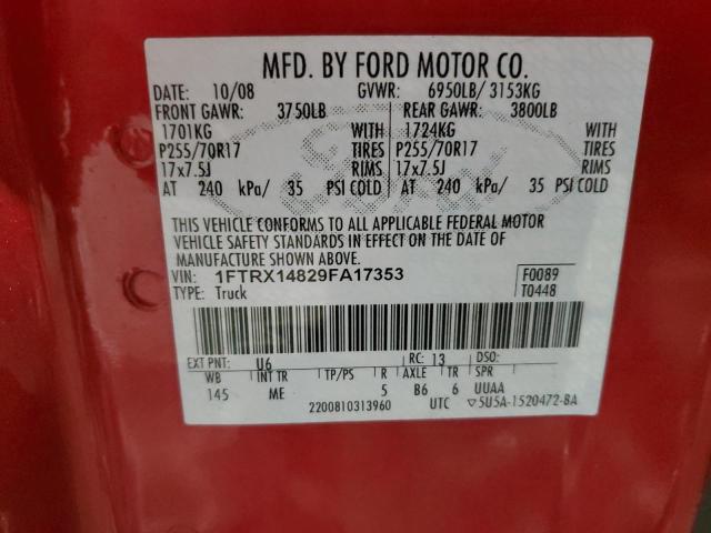 Photo 12 VIN: 1FTRX14829FA17353 - FORD F150 SUPER 