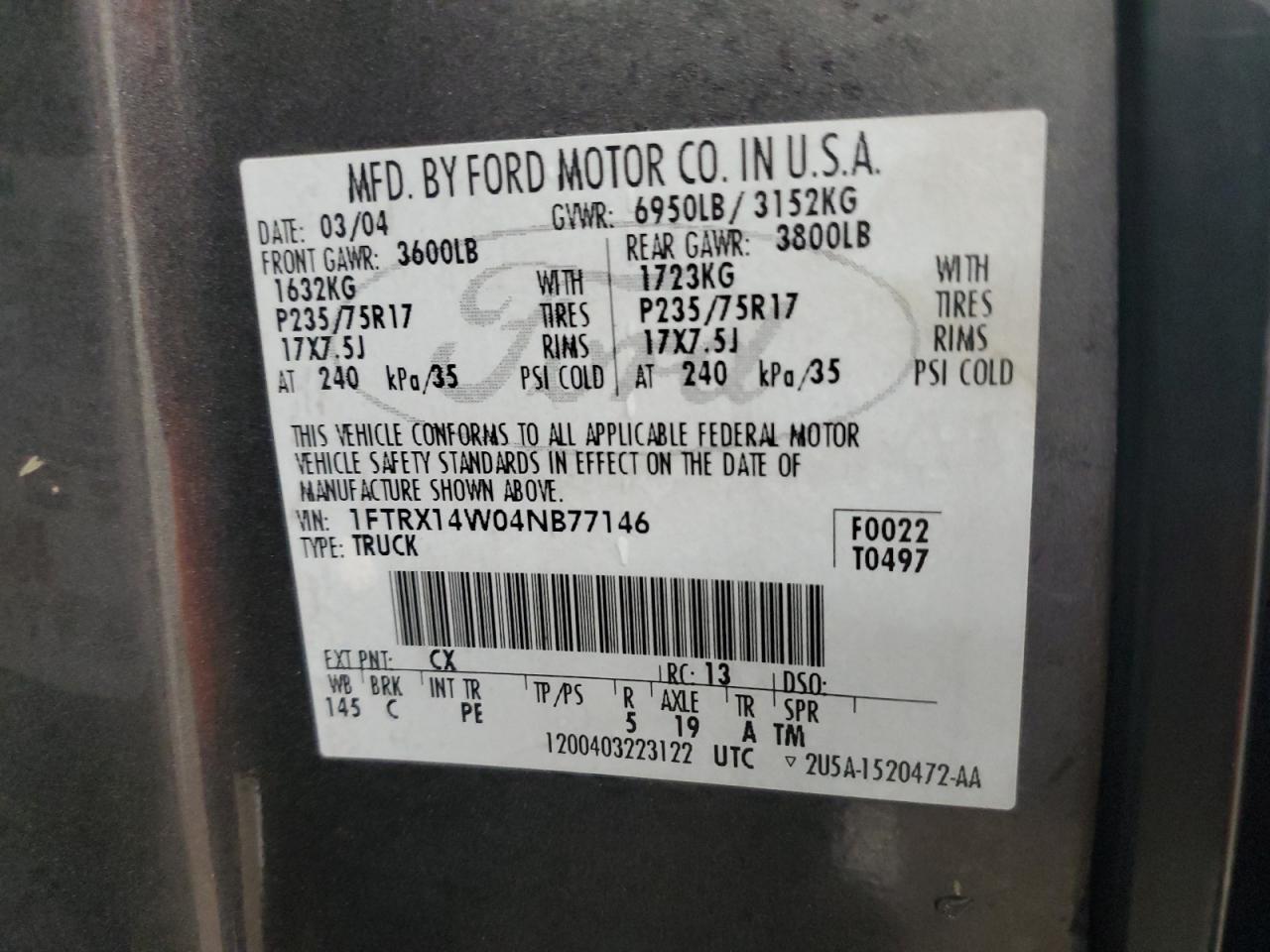 Photo 11 VIN: 1FTRX14W04NB77146 - FORD F-150 