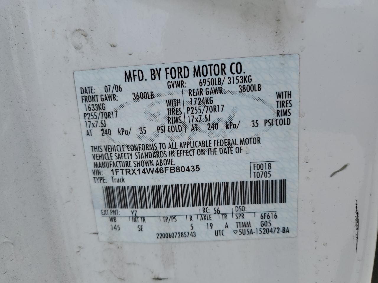 Photo 11 VIN: 1FTRX14W46FB80435 - FORD F-150 