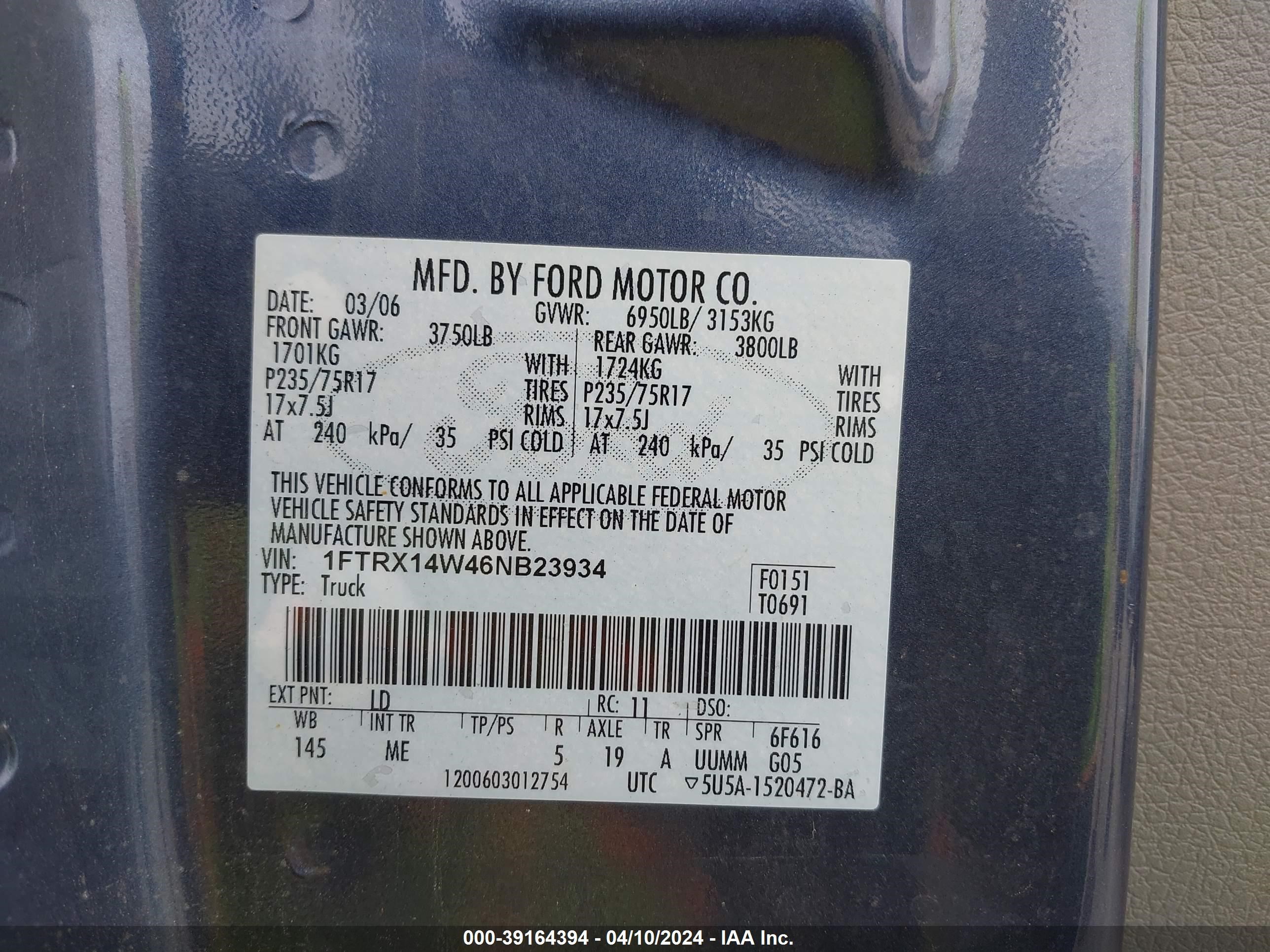 Photo 8 VIN: 1FTRX14W46NB23934 - FORD F-150 