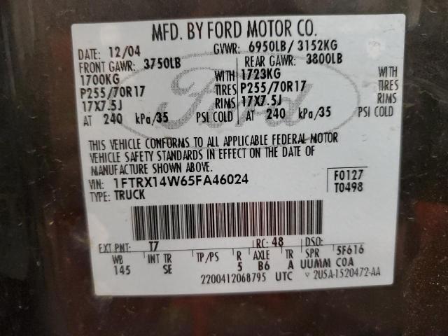 Photo 11 VIN: 1FTRX14W65FA46024 - FORD F150 