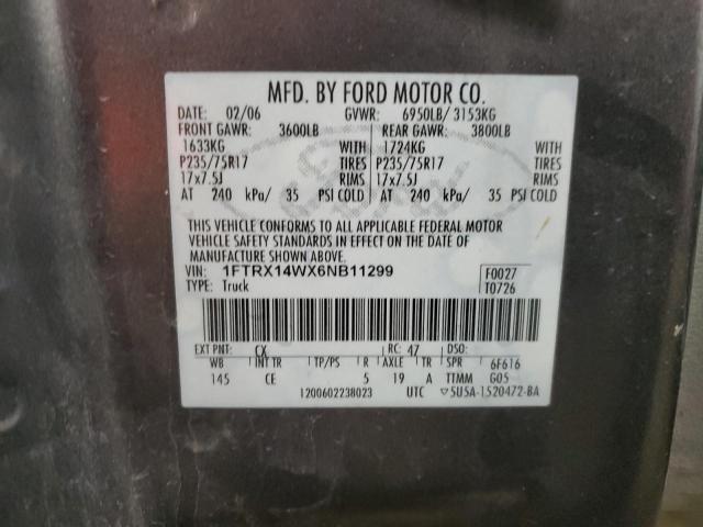 Photo 13 VIN: 1FTRX14WX6NB11299 - FORD F150 