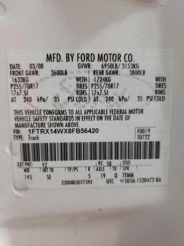 Photo 13 VIN: 1FTRX14WX8FB56420 - FORD ALL MODELS 