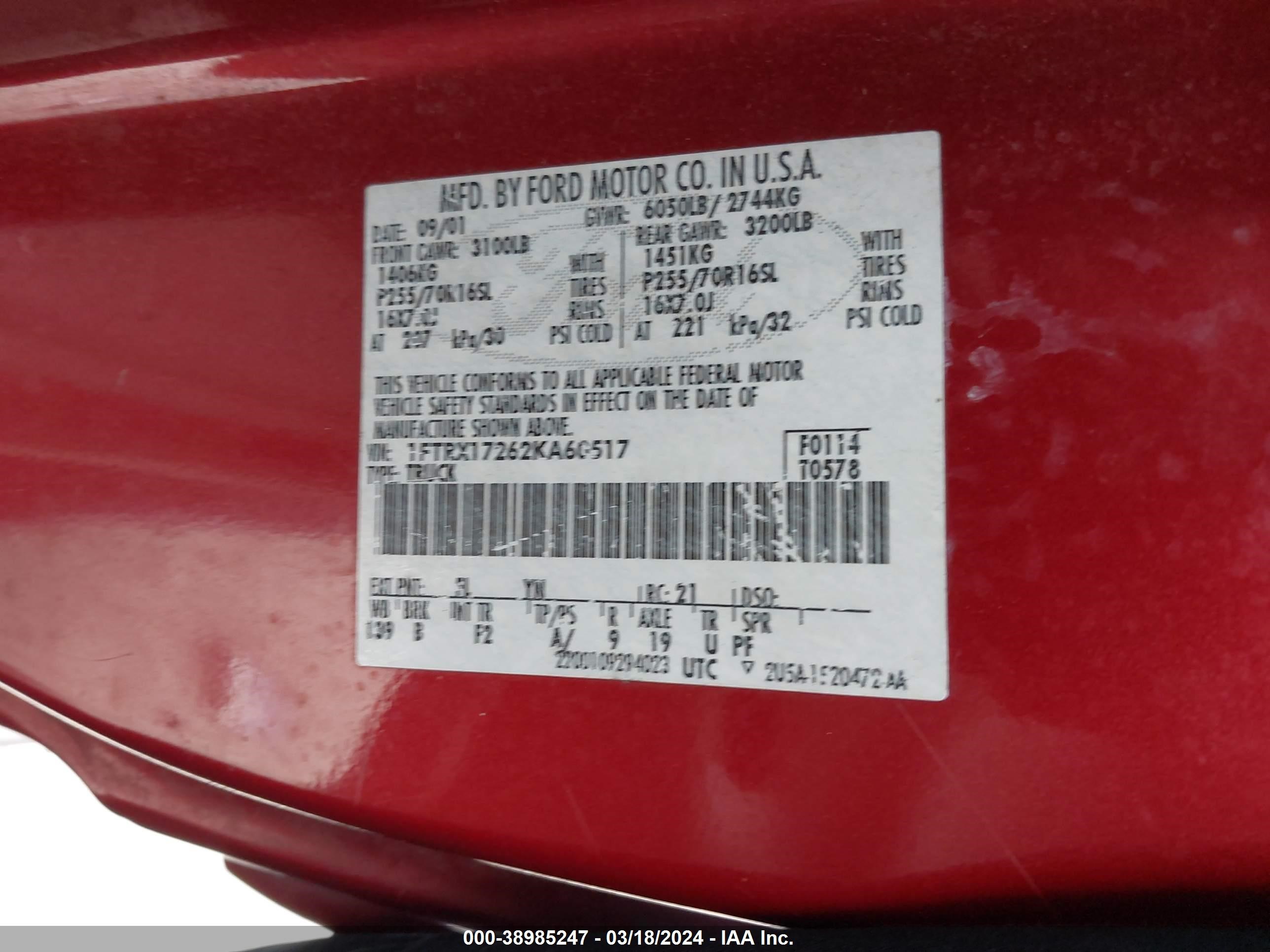 Photo 8 VIN: 1FTRX17262KA60517 - FORD F-150 