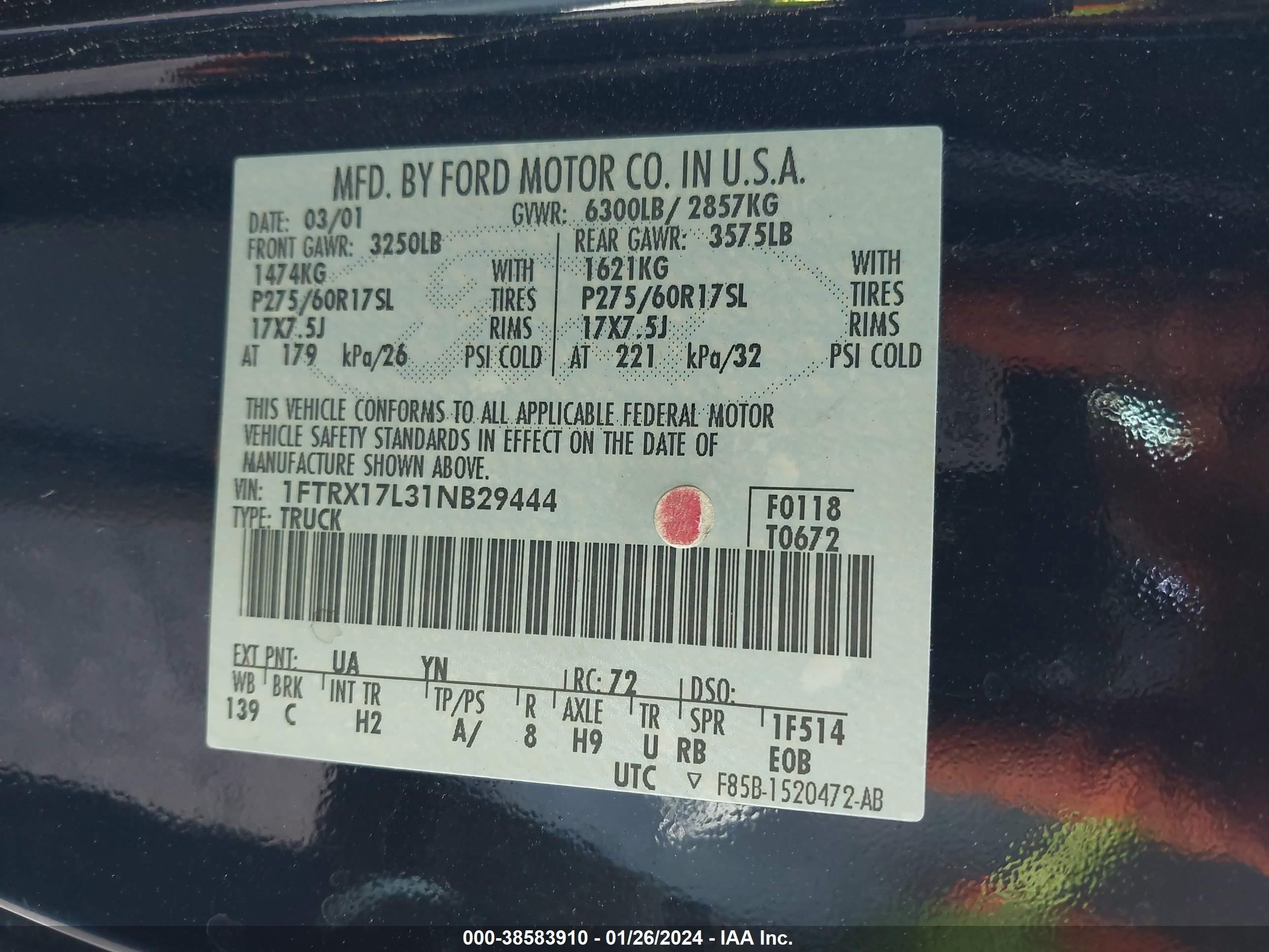 Photo 8 VIN: 1FTRX17L31NB29444 - FORD F-150 