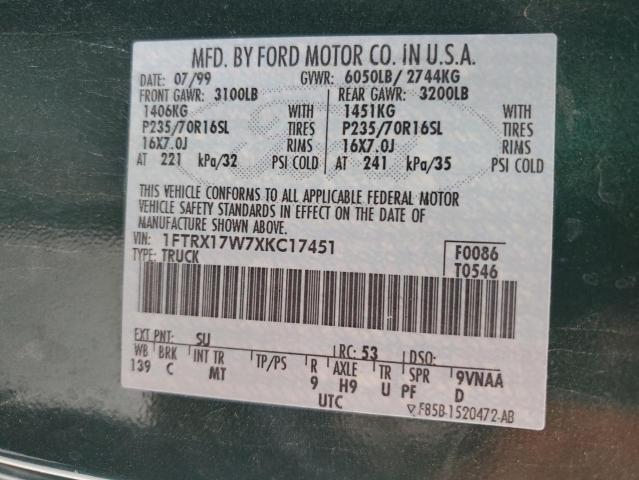 Photo 11 VIN: 1FTRX17W7XKC17451 - FORD F150 