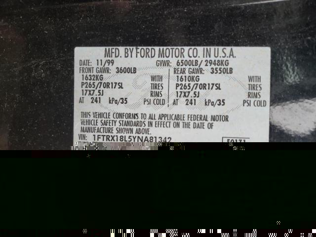 Photo 11 VIN: 1FTRX18L5YNA81342 - FORD F150 