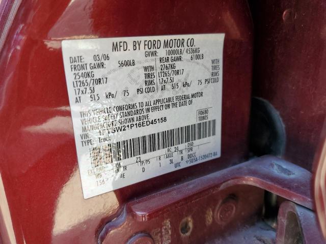 Photo 12 VIN: 1FTSW21P16ED45158 - FORD F250 SUPER 