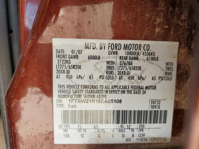 Photo 11 VIN: 1FTSW21R18EA05108 - FORD F250 SUPER 