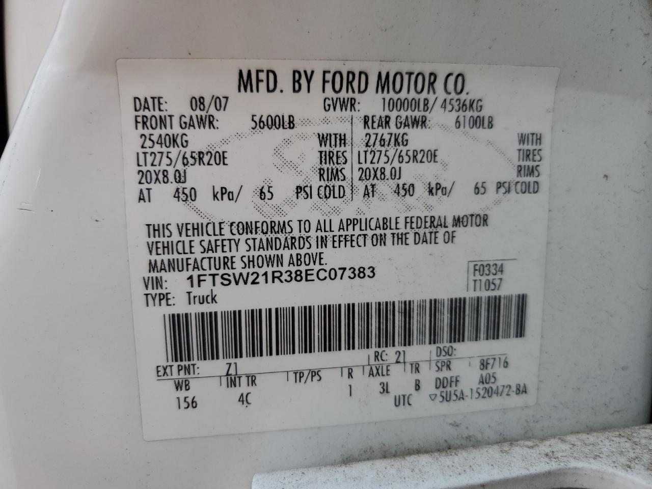 Photo 11 VIN: 1FTSW21R38EC07383 - FORD F250 