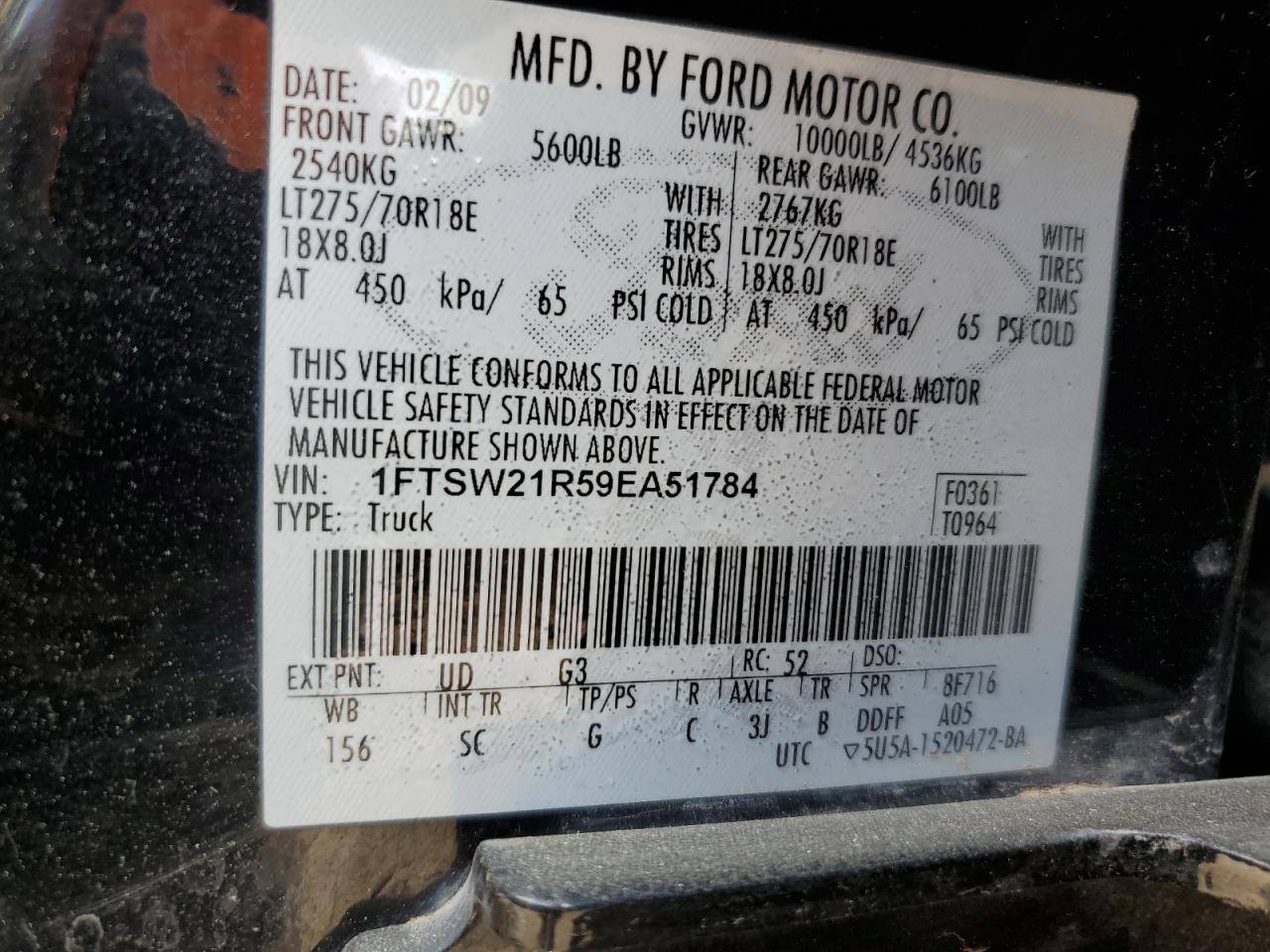 Photo 11 VIN: 1FTSW21R59EA51784 - FORD F250 