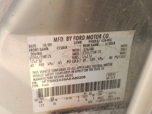 Photo 9 VIN: 1FTSW2A59AEA80206 - FORD F250 SUPER 