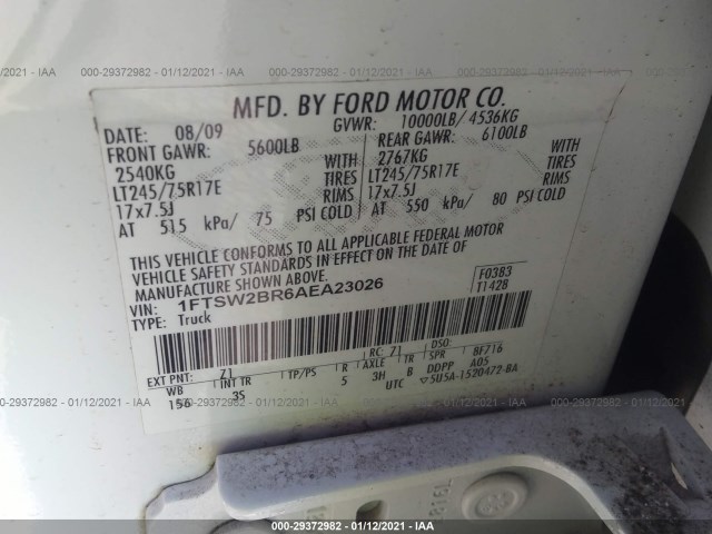 Photo 8 VIN: 1FTSW2BR6AEA23026 - FORD SUPER DUTY F-250 