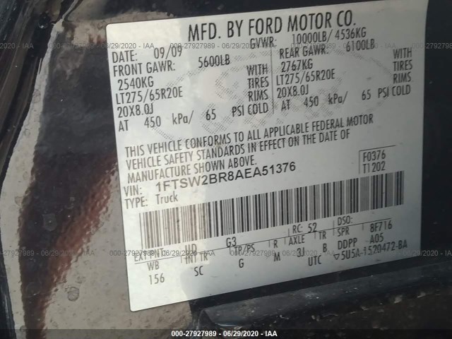 Photo 8 VIN: 1FTSW2BR8AEA51376 - FORD SUPER DUTY F-250 