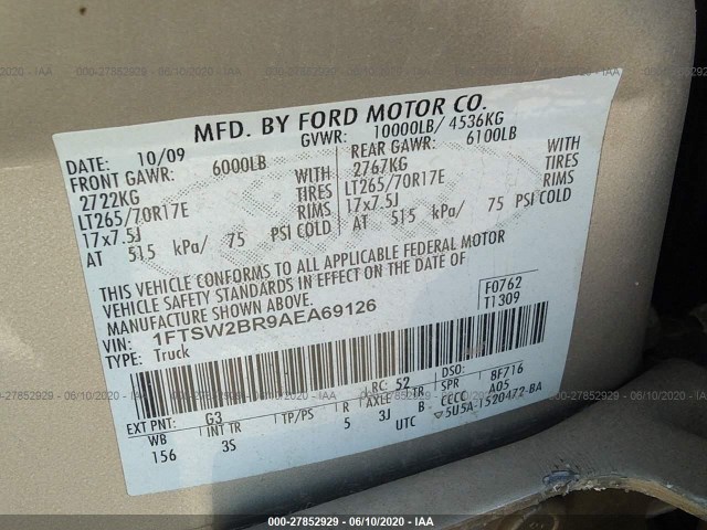 Photo 8 VIN: 1FTSW2BR9AEA69126 - FORD SUPER DUTY F-250 