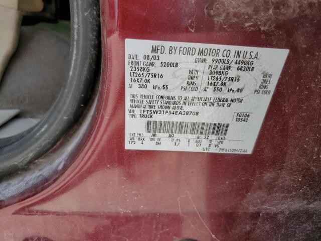 Photo 12 VIN: 1FTSW31P54EA38708 - FORD F350 SRW S 