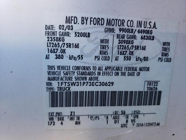 Photo 11 VIN: 1FTSW31P73EC30629 - FORD F350 SRW S 