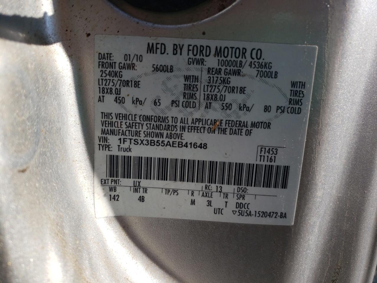 Photo 12 VIN: 1FTSX3B55AEB41648 - FORD F350 