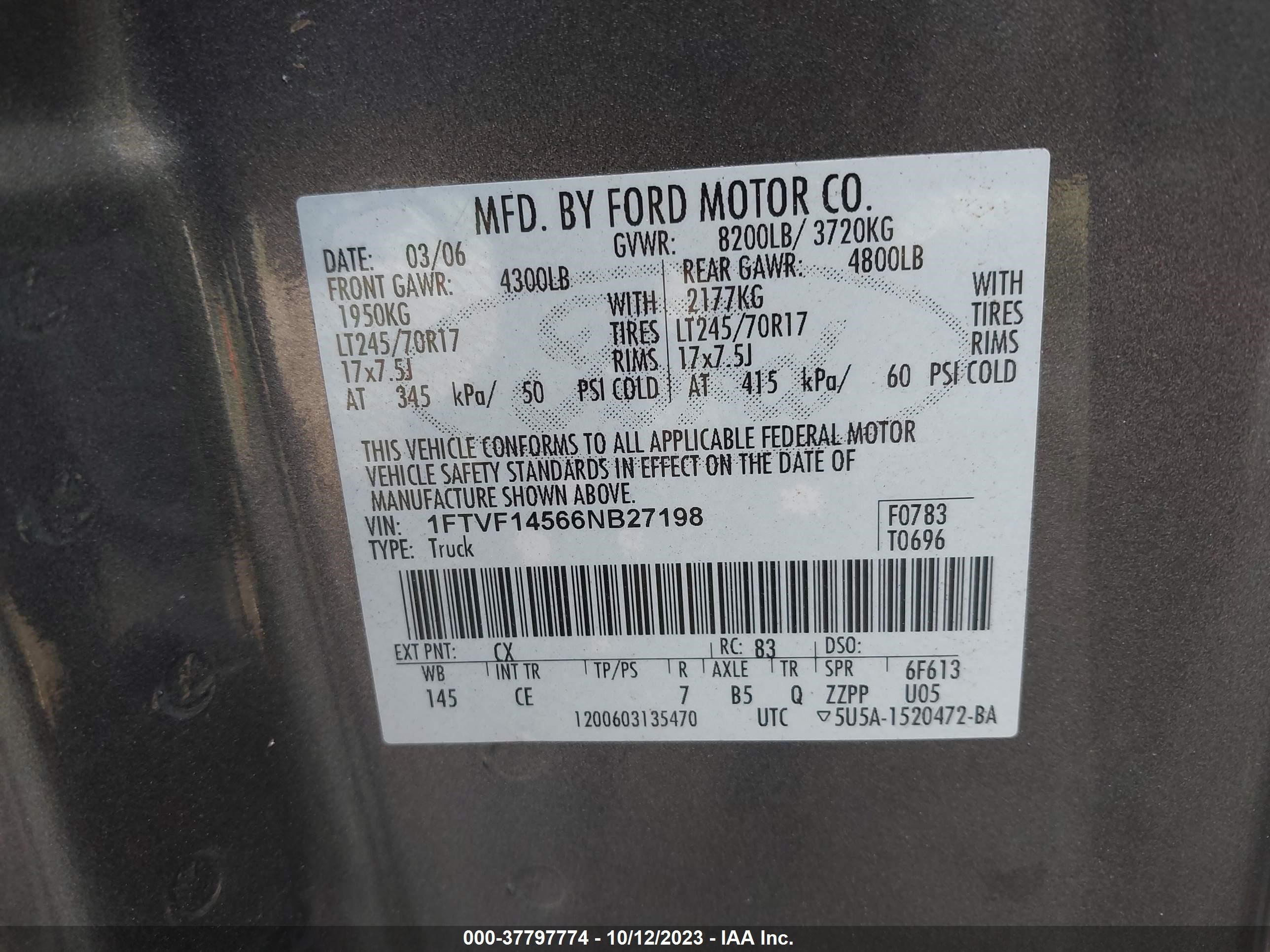 Photo 8 VIN: 1FTVF14566NB27198 - FORD F-150 