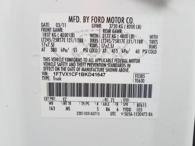 Photo 9 VIN: 1FTVX1CF1BKD41647 - FORD F150 SUPER 