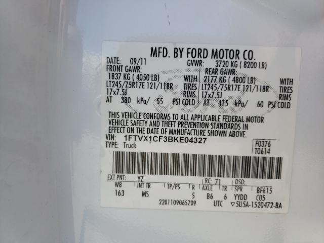 Photo 9 VIN: 1FTVX1CF3BKE04327 - FORD F150 SUPER 