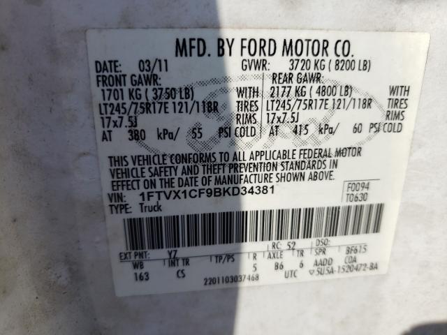 Photo 9 VIN: 1FTVX1CF9BKD34381 - FORD F150 SUPER 