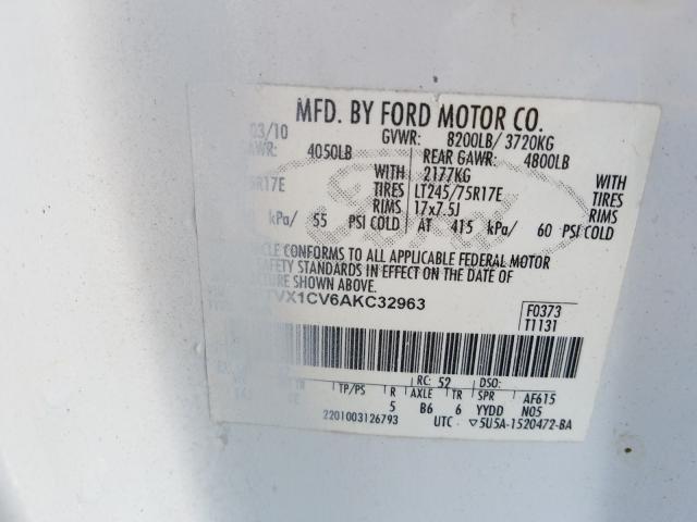 Photo 9 VIN: 1FTVX1CV6AKC32963 - FORD F150 SUPER 