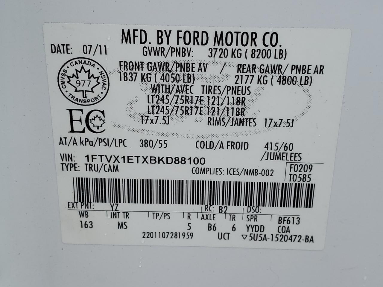 Photo 11 VIN: 1FTVX1ETXBKD88100 - FORD F-150 