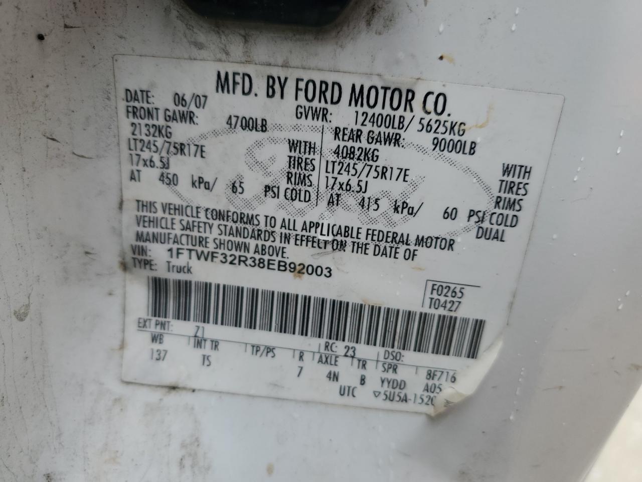 Photo 11 VIN: 1FTWF32R38EB92003 - FORD F350 