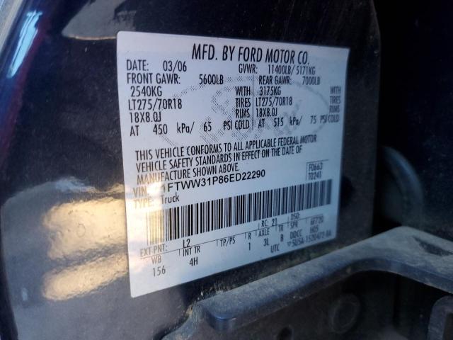 Photo 11 VIN: 1FTWW31P86ED22290 - FORD F350 