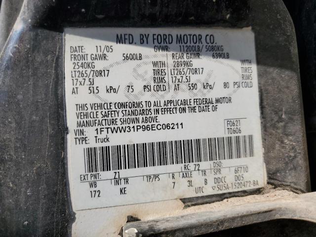 Photo 11 VIN: 1FTWW31P96EC06211 - FORD F350 SRW S 