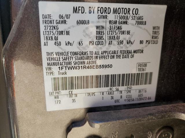 Photo 13 VIN: 1FTWW31R48EB55950 - FORD F350 