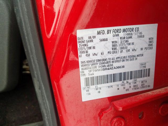 Photo 9 VIN: 1FTWW3BR4AEA36638 - FORD F350 SUPER 