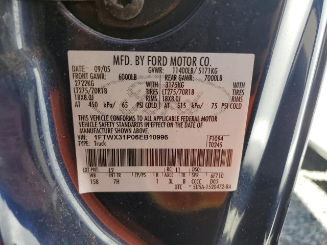 Photo 12 VIN: 1FTWX31P06EB10996 - FORD F350 SRW S 