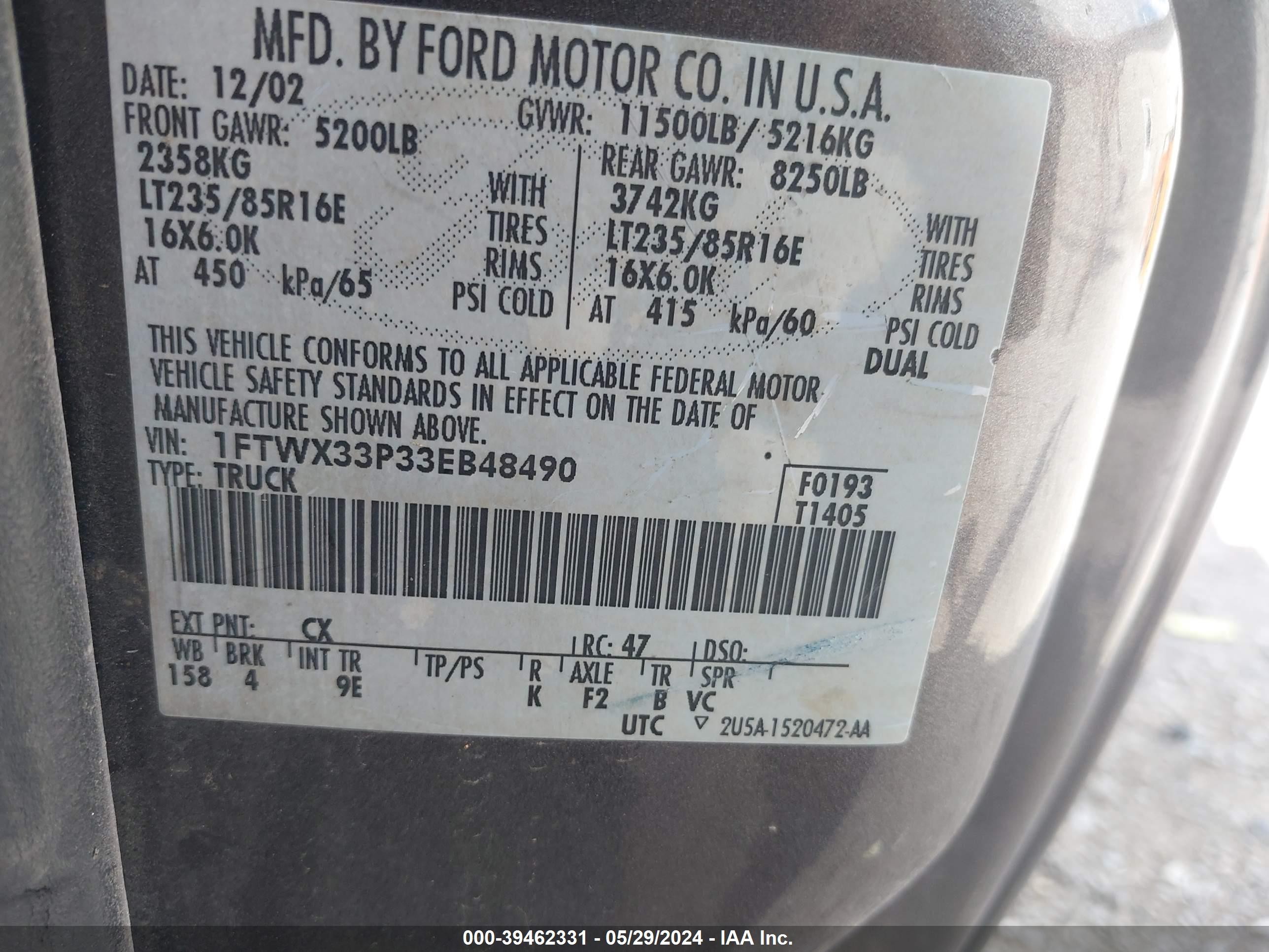 Photo 7 VIN: 1FTWX33P33EB48490 - FORD F350 