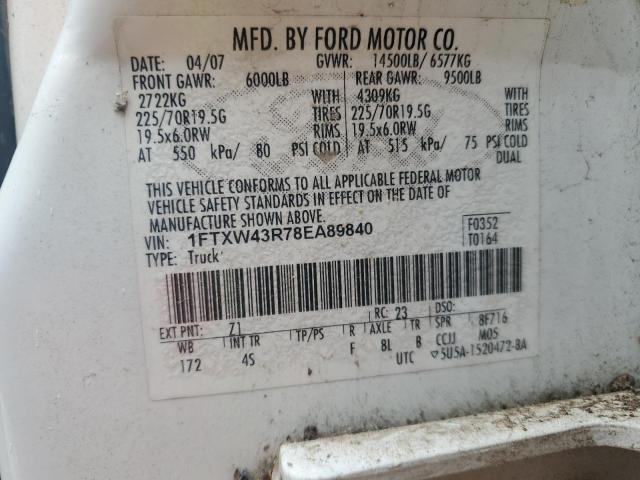 Photo 12 VIN: 1FTXW43R78EA89840 - FORD F450 SUPER 