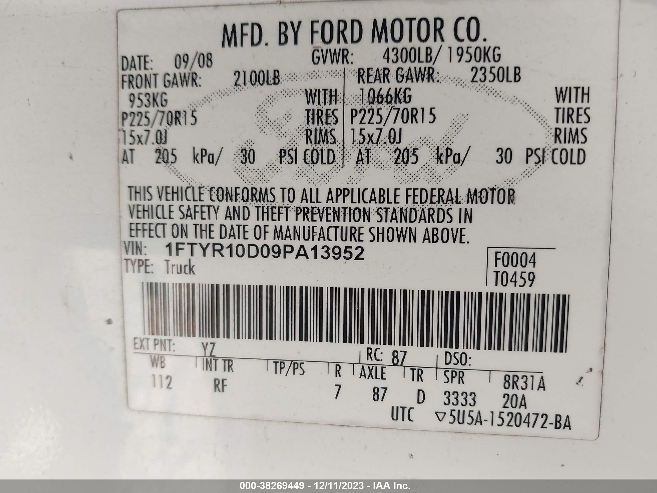 Photo 8 VIN: 1FTYR10D09PA13952 - FORD RANGER 