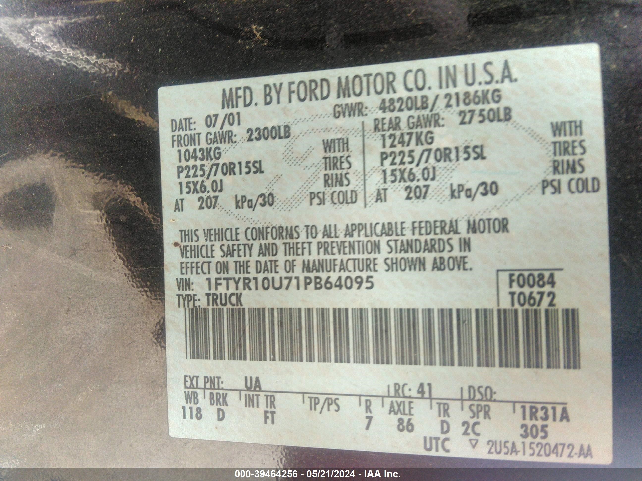 Photo 8 VIN: 1FTYR10U71PB64095 - FORD RANGER 