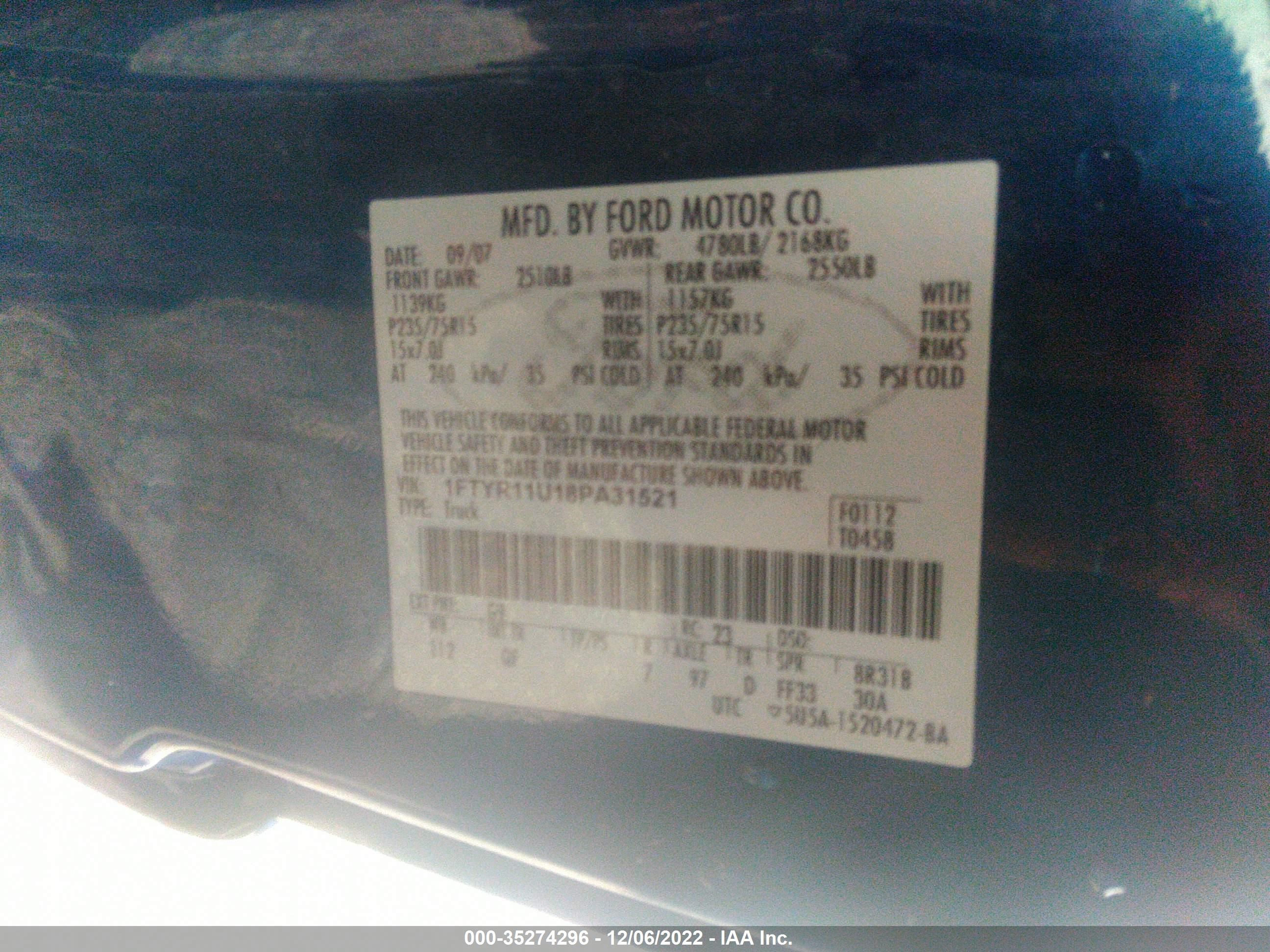 Photo 8 VIN: 1FTYR11U18PA31521 - FORD RANGER 